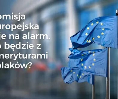 Komisja Europejska ostrzega przed problemami emerytalnymi w Polsce Grafika dotycząca ostrzeżenia Komisji Europejskiej dla Polski w sprawie przyszłych emerytur, wieku emerytalnego i ryzyka ubóstwa emerytalnego.
