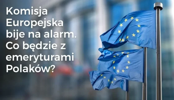 Komisja Europejska ostrzega przed problemami emerytalnymi w Polsce Grafika dotycząca ostrzeżenia Komisji Europejskiej dla Polski w sprawie przyszłych emerytur, wieku emerytalnego i ryzyka ubóstwa emerytalnego.